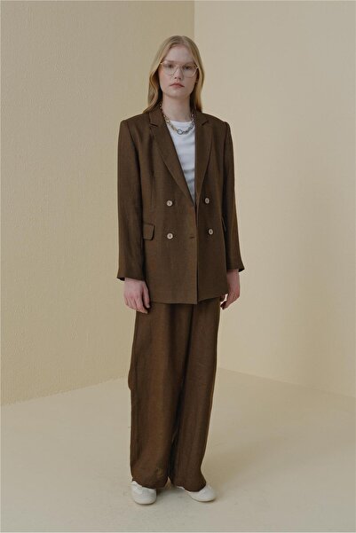 Nihan Keten Palazzo Pantolon Kahve