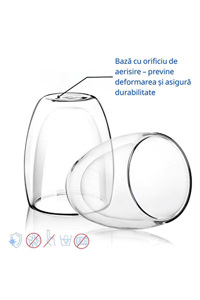 Köken Set of 2 double-walled 350ml thermal coffee cups, protective layer, borosilicate glass, Transparent