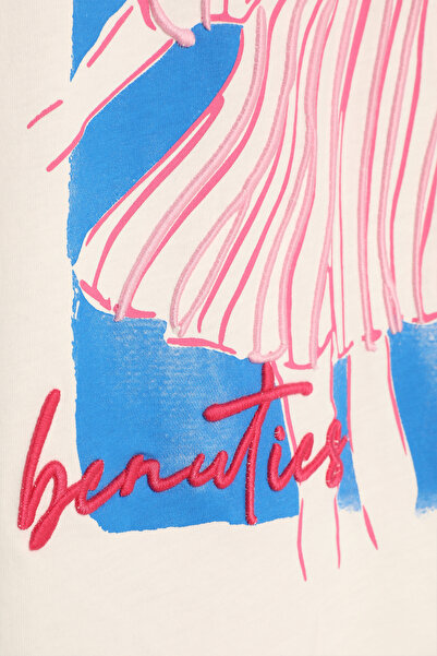 Quzu Μπλουζάκι Ecru Gentle Text Printed Ladybug Sleeve T-shirt