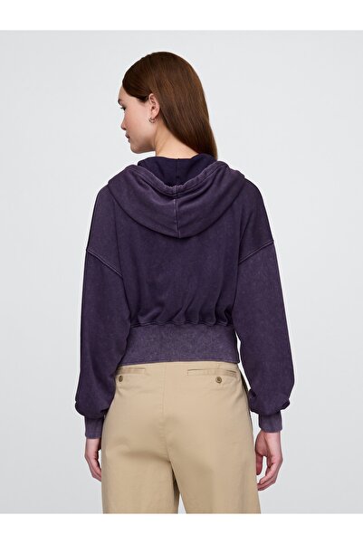 GAP Kadın Siyah VintageSoft Fermuarlı Gap Logo Sweatshirt