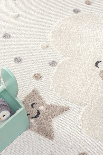 Eliz Home Yumuşak Bukleli Gökkuşağı Ponpon Figürlü Dokuma Halı Bebek Odası Çocuk Odası Genç Odası Halısı 20