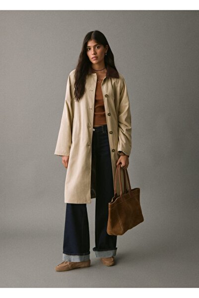 Mango Teen Kontrast yaka trençkot