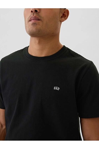 GAP V-Frch Everyday Soft Micro Logo Crew T-Shirt 502022 Μπλουζάκι με κοντό μανίκι Ανδρικό μπλουζάκι ΜΑΥΡΟ