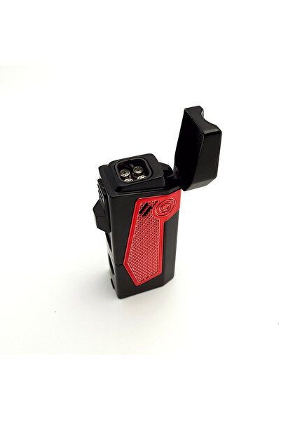 COHİBA Jet Alevli 4 Torch Puro Patron Çakmak Siyah-Kırmızı