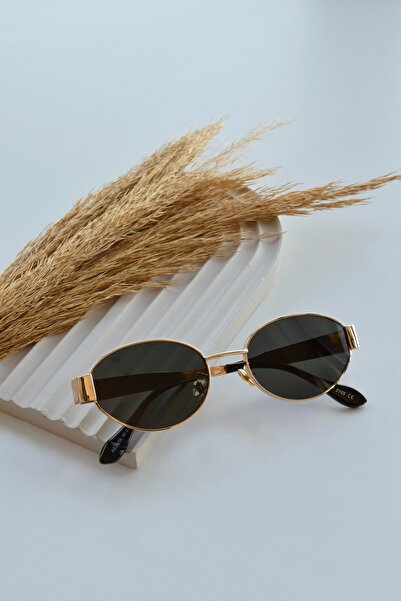 LOOKUP NEW Alev 56 Ekartman Unisex Kadın Erkek Uv400 Korumalı Oval Gold Siyah...