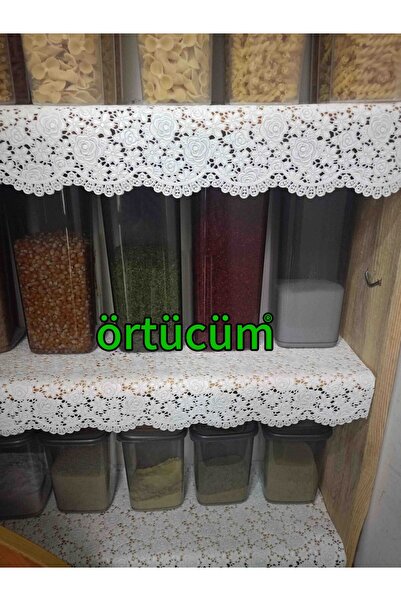 Örtücüm Dar Pvc Dantel Dolap İçi Raf Örtüsü Beyaz Dantelli Buzdolabı Çekmece Kaymaz Mutfak Sehpa Çok Amaçlı