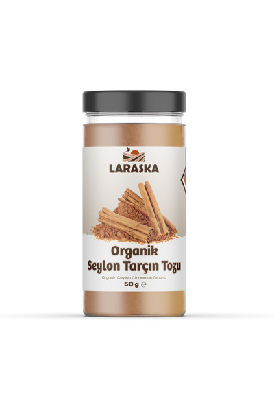 Laraska Organik Organik Seylan - Seylon Tarçın Toz 50g - Organic Ceylon Cinnamon Powder 50g- Organically Certified