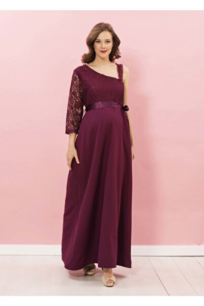 Genel Markalar Tek Omuzu Askılı Uzun Abiye Hamile Elbise