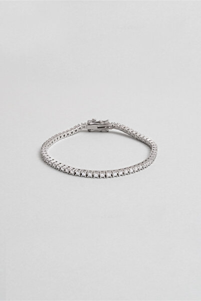 So CHIC... Beyaz Taşlı 18 Ayar Beyaz Altın Kaplama Gümüş Su Yolu Bileklik