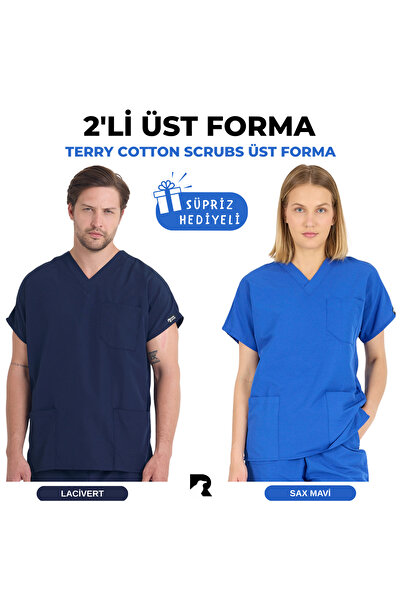 KARGA ÜNİFORMA SET DE 2 - Uniforme unisex cu mâneci liliac pentru asistentă m...
