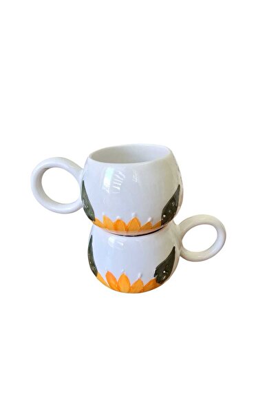 xemu طقم من كوبين مطرزين يدويًا بزخارف زهور