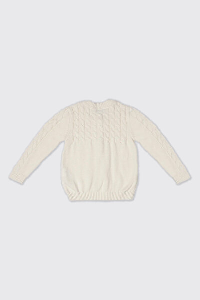 Panço Girl's Ecru Knitwear Cardigan