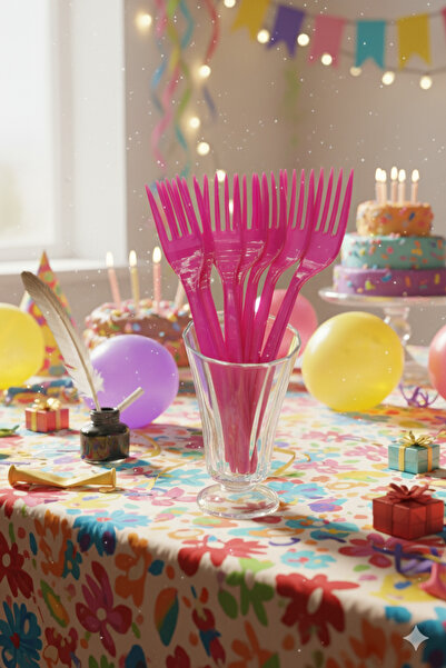 Deniz Party Store FUŞYA Plastik Kullan At Çatal 25 Adet