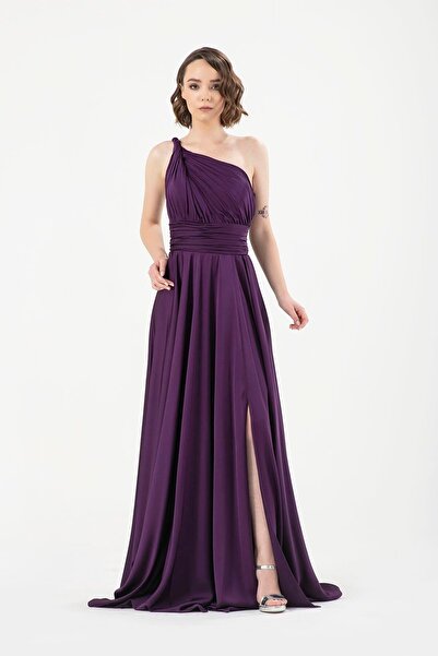 MAXXE 4923ST Helen Tek Omuz Saten Elbise