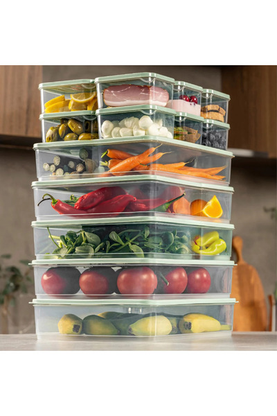 Stile Cucina 17-Piece Refrigerator Organizer Microwave-Safe Freezer Storage Container (5X3500Ml)(12X775Ml)