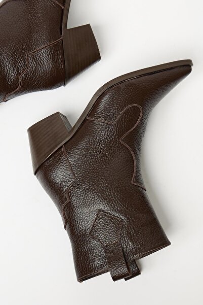 Madamra Kahverengi Kadın Sivri Burun Kovboy Bot