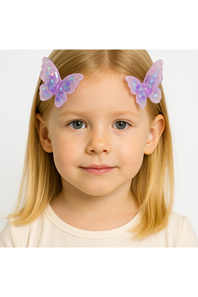 Motebarn Wear Дівчача 2-х секційна кольорова шпилька-метелик, фіолетова