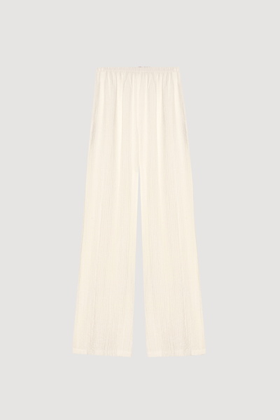 Quzu Seersucker - Wide Leg Trousers Ecru