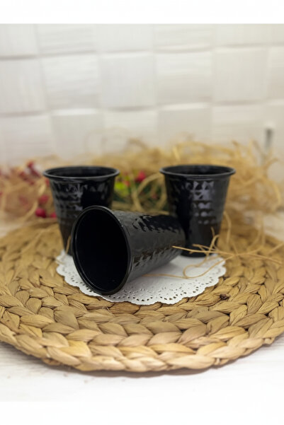Deniz Party Store Siyah Plastik Desenli Bardak 25 Adet 250 Cc