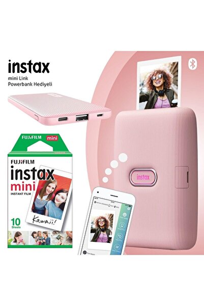 Fujifilm Instax Mini Link Pembe Akıllı Yazıcı - 10'lu Mini Film ve Powerbank