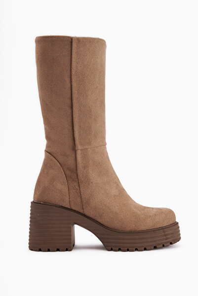 Limoya Roseann Vizon Süet Kalın Tabanlı Platformlu Uzun Bot Kadın Çizme