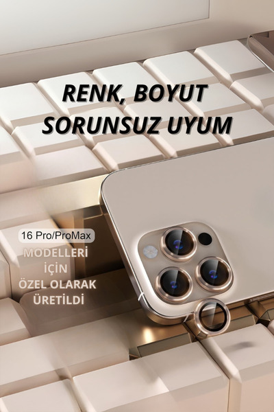 Evax (Metal Lens) iPhone 16 Pro Max / 16 Pro Compatible Desert Titanium Metal Camera Lens Protector