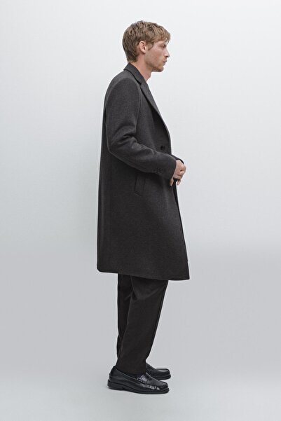 Massimo Dutti Katlı yaka %100 yün uzun kaban