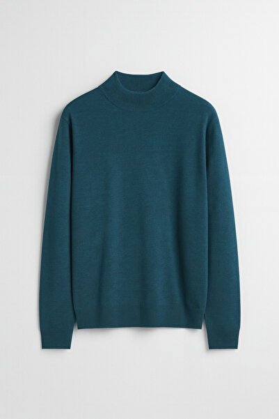 Valiberta Мъжки пуловер Fincher Half Fisherman с редовна кройка и обло деколте - индиго