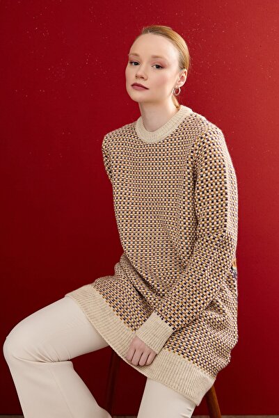 Nihan Vintage Triko Tunik Mor