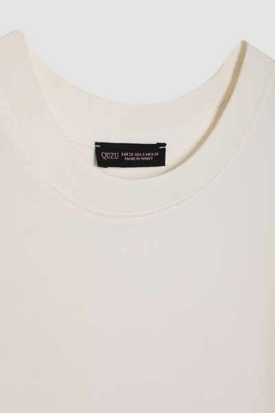 Quzu Μπλουζάκι Basic Oversize σε χρώμα εκρού