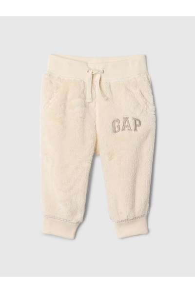 GAP Bebek Kırık Beyaz Logo Suni Vegan Kürk Jogger Eşofman Altı