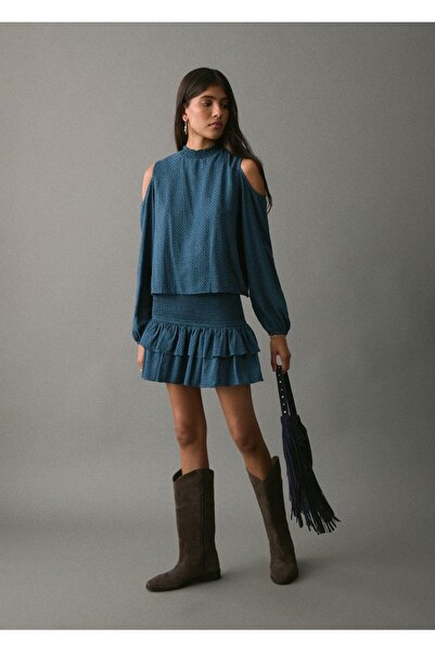 Mango Teen Fırfırlı ve büzgülü etek