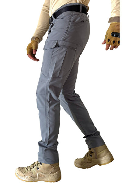Polviton 217 Γκρι ανδρικό παντελόνι Cargo Tactical Outdoor χωρίς λύκρα Λεπτό ύφασμα