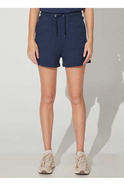 Fabrika Lastikli Bel Basic Lacivert Kadın Şort BRUNEL