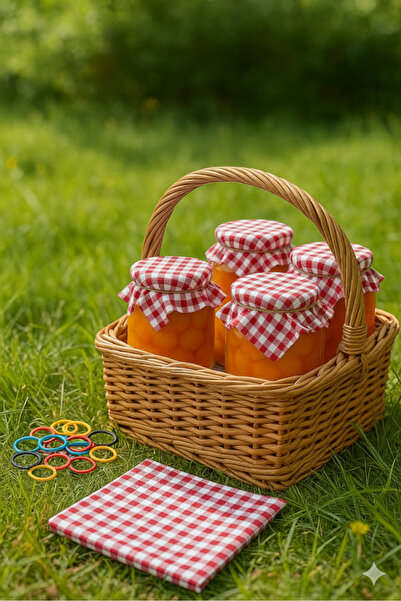 senmasy 50 Pieces Jar Lid Covers / Red Gasket and Colored Binding Rubber