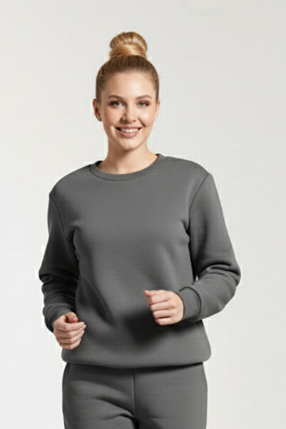 OXVİN Μαλακό Puff Fabric - Fleece γυναικείο φούτερ, Crew λαιμόκοψη, 3 κλωστές, Oversize Original Fit