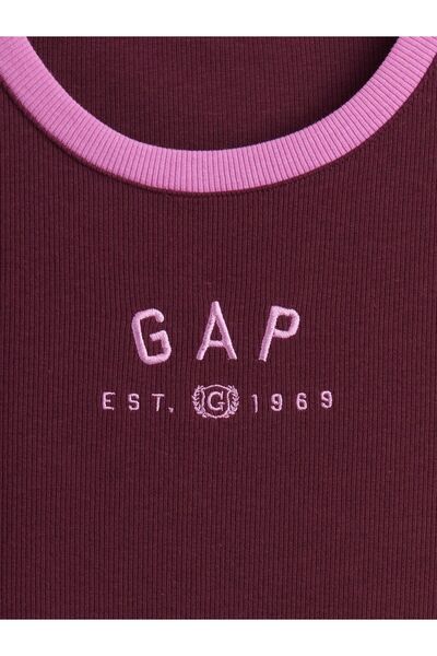GAP Kadın Bordo Modern Logo Crop T-Shirt