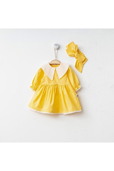 Minimus Daisy Newborn Cotton Baby Girl Dress - Triangle Collar, Headband and ...