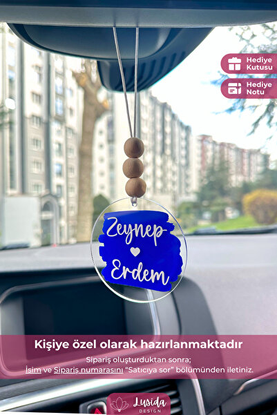 lusidadesign Kişiye Özel Splash Lacivert Dikiz Aynası Pleksi Araba Süsü