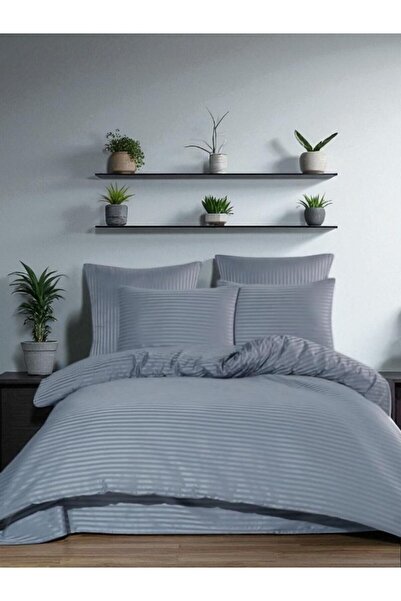 Online Home Market The Quaris' Bedding Set Striped Cotton Satin Double Size