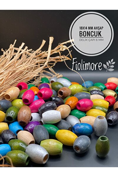 Fiolimore Ovalne drvene perle u boji 18x14 mm (50 grama, 40 komada) Prečnik r...