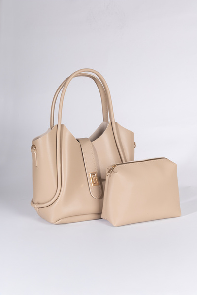 macsoo Women's Mink Hand and Shoulder Bag with Lock Detail and Removable Make...