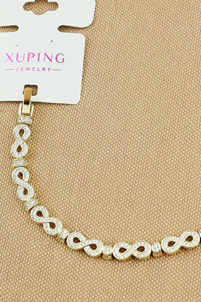 Keyifli Hayaller Xuping Bileklik Zirkon Taşlı Sonsuzluk Model Bileklik Altın Rengi Kararmaz En:6mm 17+2cm