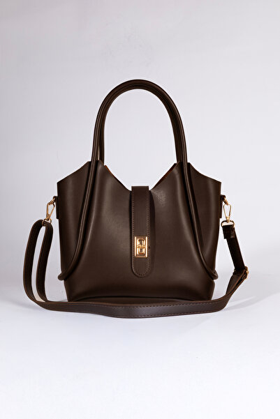 macsoo Geantă maro de mână și de umăr pentru femei cu geantă de machiaj detașabilă cu blocare