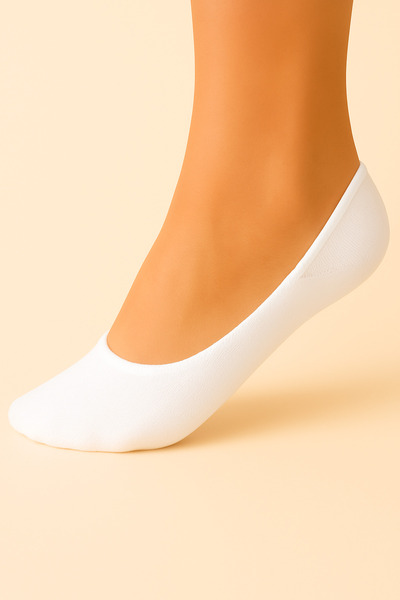 Mudizone Комплект от 6 бели унисекс чорапи „Балерини“ с невидими елементи
