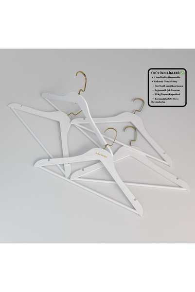 menofis White Wooden Look Premium Special American Hook Hanger 12 Pieces