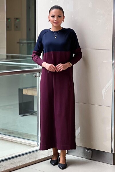 Nuss Φόρεμα με μανίκια Reglan δίχρωμο Mercerized