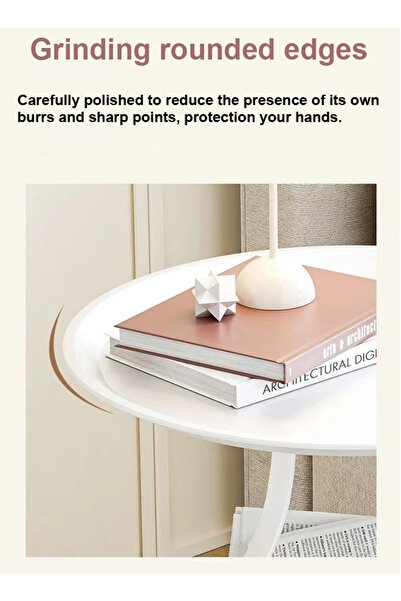 Raffine 1-Piece Multifunction Round Edge Table Sofa Side End Table Coffee Table Nightstand with Storage Buck