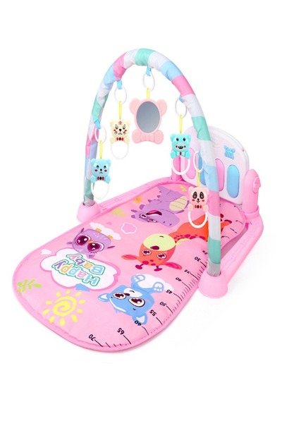 Raffine سجادة لياقة بدنية محمولة 3 في 1 مزودة بإضاءة موسيقية ناعمة ومريحة وخفيفة الوزن للأطفال مزودة ببيانو ودواسة