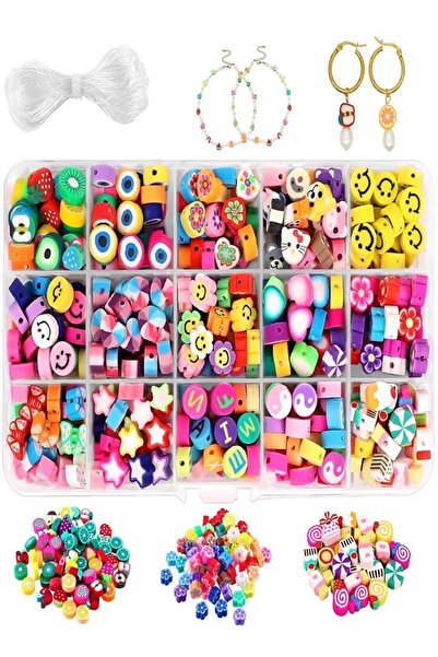 Raffine 300 Clay Beads for Bracelet Making Kit Mix Polymer Acrylic Jewelry Ma...